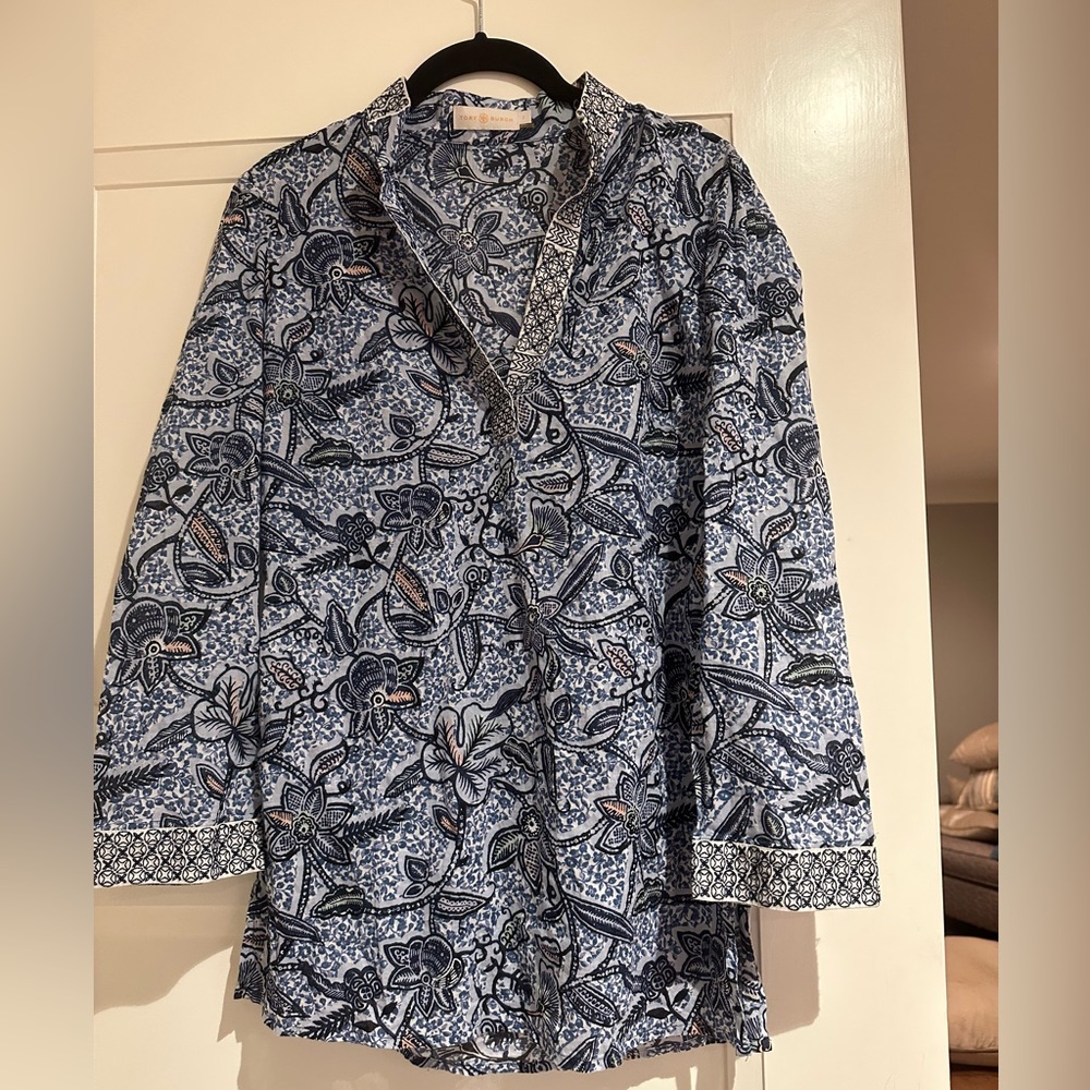 Tory Burch Stephanie Lightweight Floral Tunic Sz 2
